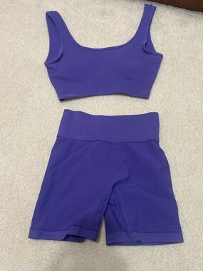 Purple Athletic Crop Top Set